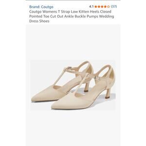 MSRP: $70 NWB: Coutgo Nude Suede T-Strap Kitten Heels Size 7.5 w/ 2" heel